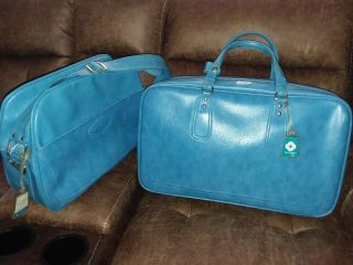 Vintage 70s Samsonite Scandia Blue 2 Piece Luggage Set,  Carry On Bag