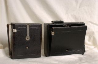 2 X Vintage Wooden Folding Bellows Cameras No Lenses