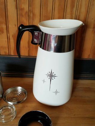 Vintage Corning Ware 8 cup Atomic Starburst Star Percolator Stove Top Coffee Pot 3
