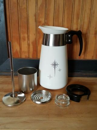 Vintage Corning Ware 8 cup Atomic Starburst Star Percolator Stove Top Coffee Pot 7