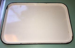 Vintage White Enamel Metal Tray 17 " By 11.  5 "