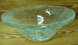 Vtg Clear Crackle Glass Mixing Bowl 8 & 5/16 " D X 3 & 5/8 " H