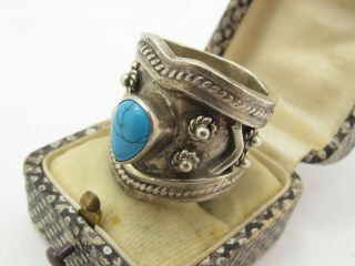 Large Heavy Vintage Sterling Silver 925 & Turquoise Ring