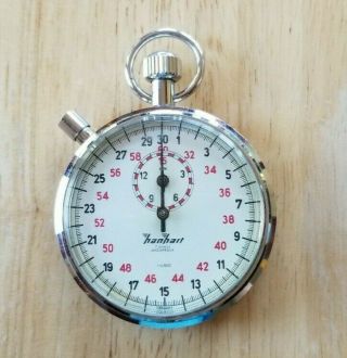 Vintage Hanhart 7 Jewels Shockproof Stopwatch 15 Minute 1/10 Sec.  Water Protected