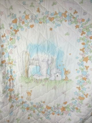 Precious Moments Vintage Crib Quilt Blanket 46 X 36 " Lamb With Bunny Soft
