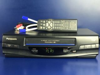 Panasonic Pv - V4520 Vcr 4 Head Video Cassette Player,  Av Cable,  Remote,