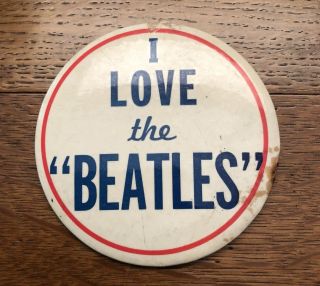 Vintage " I Love The Beatles " Beatles Pin Button