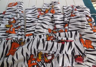Vintage Garfield 1978 2 Pair Zebra Curtains Drapes 4 Panels - Jim Davis Fabric