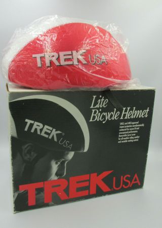 Vintage Trek Usa Lite Red Bike Helmet 1992 With Box - Small