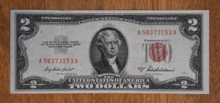 1953 A Us $2 Dollars Jefferson - Monticello Red Seal Vintage Bill In Great Shape