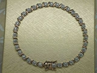 Vintage Sterling Silver 18kt Gold Plated Diamond Accent Bracelet 