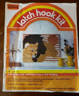 Yki Latch Hook Kit Jungle Life Rug / Wall Hanging 9123 Lion Vtg 1987