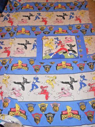 Vtg Mighty Morphin Power Rangers Twin Flat Sheet Pillow Case Fabric Cutter Craft