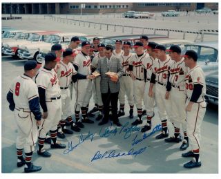 4 Player Vintage Signed 8 X 10 Photo 1958 Milwaukee Braves