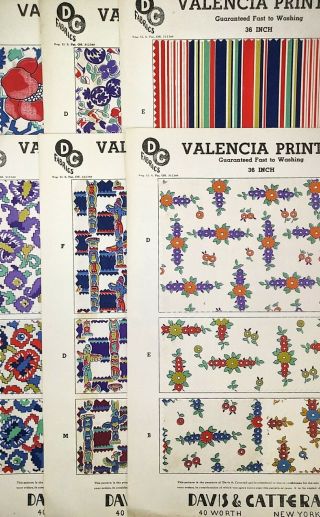 Vintage Cotton Fabric Sales Sample Sheets 1930s Sewing