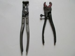 Vintage Hose Clamp Pliers & Hog Nose Pliers (2) Tools Made In Usa