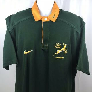 Vintage Nike South Africa Springboks Rugby Polo Shirt Green Mens Size 2xl.  A5