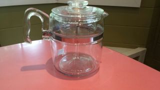 Vintage Retro Pyrex Coffee Percolator 7756 Stainless 6 Cup Stove - Top Complete