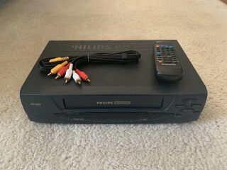 Philips Magnavox Vcr With Remote 4 Head Hi - Fi Vhs Player Vhs Recorder Vra411at21