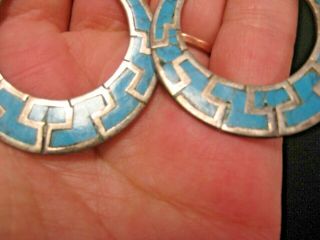 Vintage Old Pawn Mexican Sterling silver turquoise Pierced earrings Marked 2
