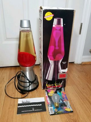 Vintage Lava Lite Lamp (silver Base,  Red Lava) W/ Box & Papers - Nos