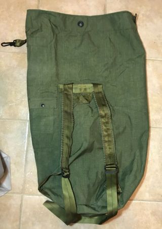 Vtg Unissued Us Army Gi Military Issue Green Nylon Duffle Bag Backpack