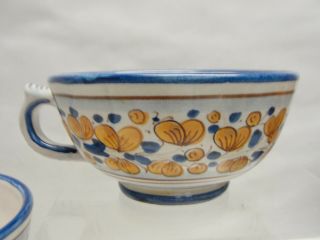 (2) Vintage DERUTA GRAZIA Art Pottery,  ITALY - handpainted Bird & Floral TEACUPS 2