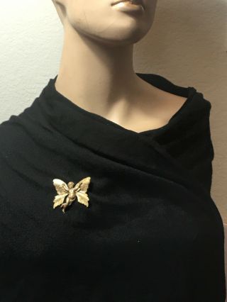 Vintage Gold plated Kirk Folly Butterfly Cherub Angel Brooch Pin 5