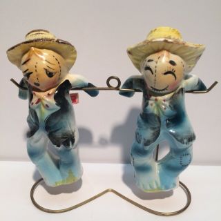 Vintage Hanging Scarecrows Salt & Pepper Shakers Japan