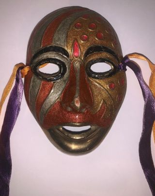 Vintage Solid Brass Face Mardi Grass Mask Wall Decor /art Handmade Made In India
