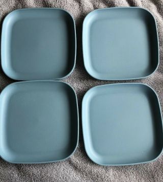 4 - Vintage Tupperware Country Blue 8 " Square Lunch Plates 1534