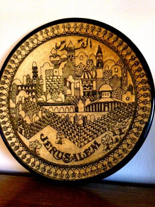 Collectable - Vintage.  Hand - Painted Wall Hanging Plate Of Jerusalem - Hebron