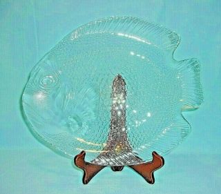 Arcoroc France Vintage Clear Glass Poisson Fish Platter 15 " X 12 - 1/2 "