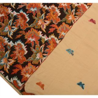 Tcw Vintage Saree 100 Pure Silk Hand Embroidered Woven Fabric Sari 5