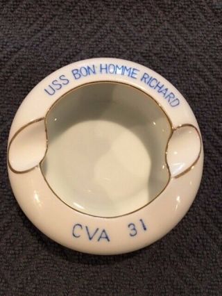 Vintage Uss Bon Homme Richard Cva 31 Sone China Japan Porcelain Ashtry