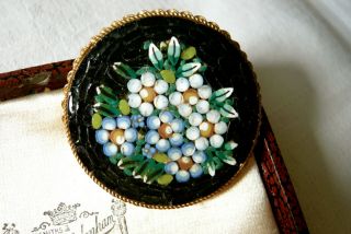 Vintage Jewellery Italian Venetian Micro Mosaic Forget Me Not Flower Brooch Pin