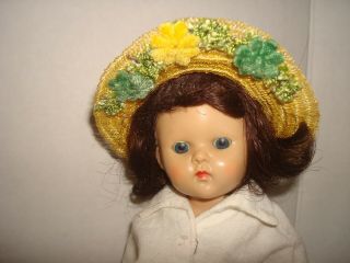 Vtg 1954 Ginny Vogue Doll Candy Dandy 52 Straw Hat Fit Mdm Alex/ginger/muffie/8 "