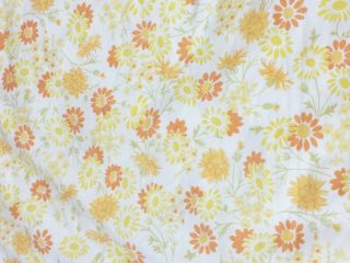 Jc Penney Full Fitted Sheet Vtg Floral Orange Yellow Cottage Percale Shabby