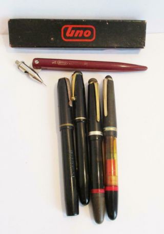 5 Vintage Ink Pencils De La Rue,  Uno,  Tiku,  Rollkuli,  Universal,  Stylograph