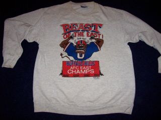 Vintage Buffalo Bills Beast Of The East Afc East Champs Four - Peat Sweatshirt Xl
