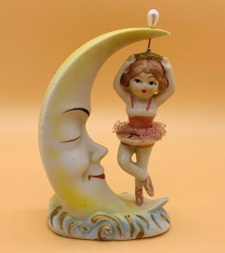 Vintage Porcelain Lego Spinning Ballerina And Moon