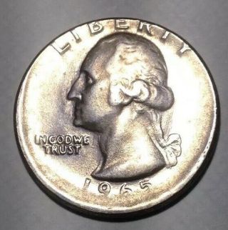 1965 Error Washington Quarter.  Off Center.  Reverse Rotated Die.  Vintage Coin.