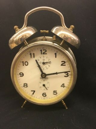 Vintage Peter Wind Up Alarm Clock Made In Germany Parts Repairs Time Wake Up