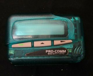Vintage Motorola PRO - COMM Translucent Bright Blue Pager Beeper with clip 2