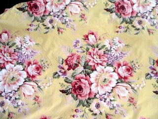 Vintage Ralph Lauren Sophie Brooke Full Fitted Sheet Yellow / Green Red Florals