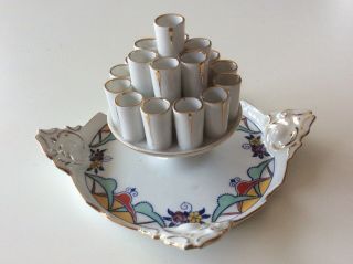 Vintage Art Deco Porcelain CIGARETTE MATCH HOLDER ASHTRAY Czech TK Thuny 6