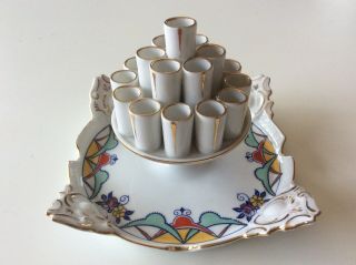 Vintage Art Deco Porcelain CIGARETTE MATCH HOLDER ASHTRAY Czech TK Thuny 7