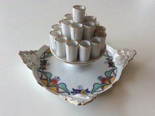 Vintage Art Deco Porcelain CIGARETTE MATCH HOLDER ASHTRAY Czech TK Thuny 8