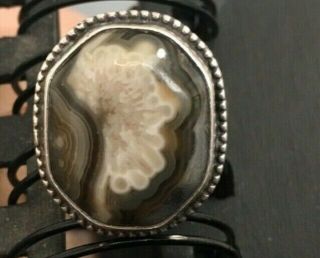Vintage Mens Sterling Silver Agate Ring Midcent 10.  5 Indian Makers Mark Rsunbird