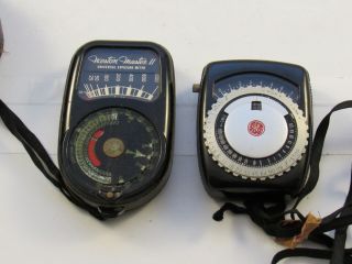 2 Vintage Light Exposure Meters: General Electric Model PR - 1 & Weston Master II 2